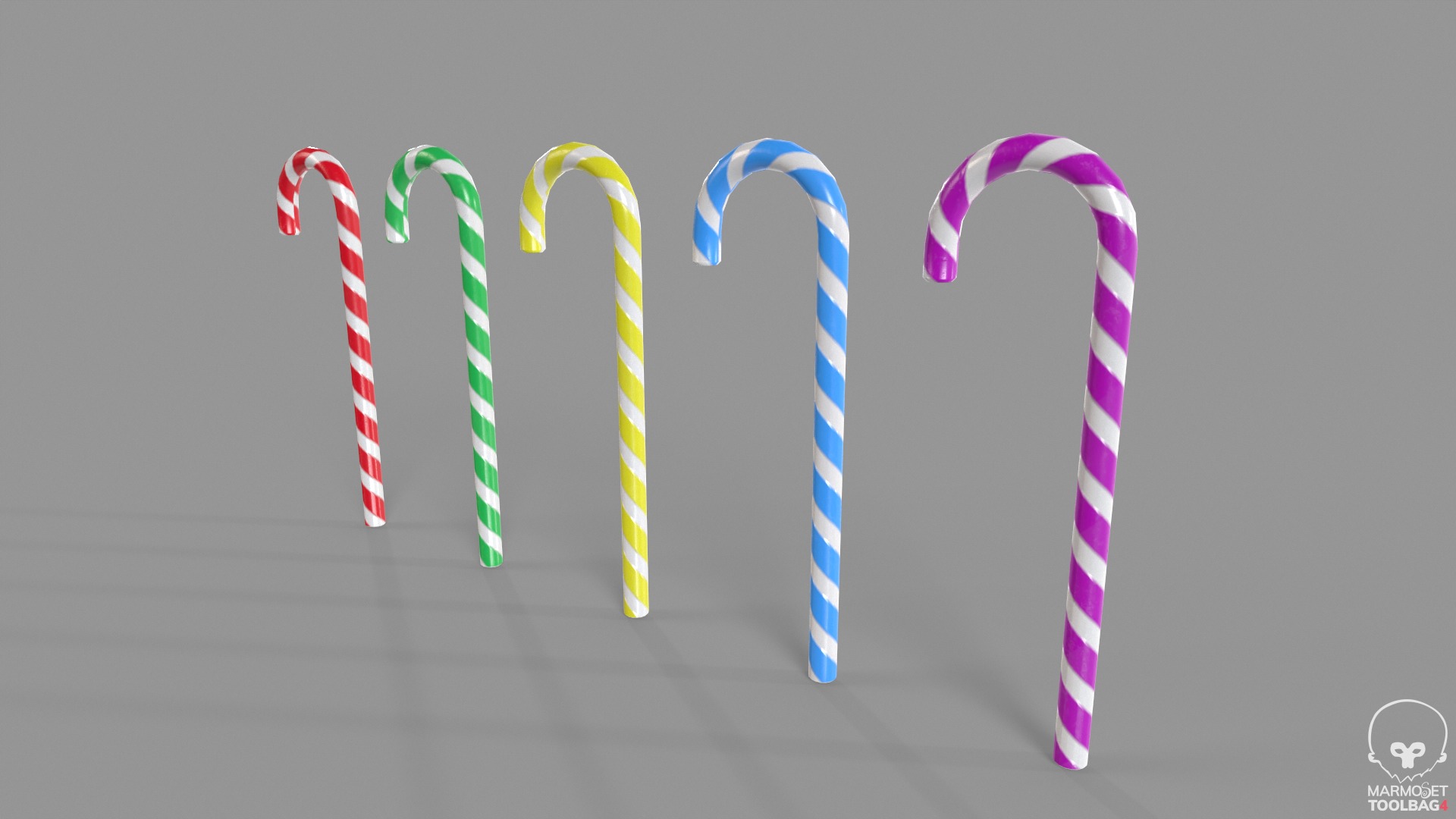 Candy Cane Low-poly 3D model_3