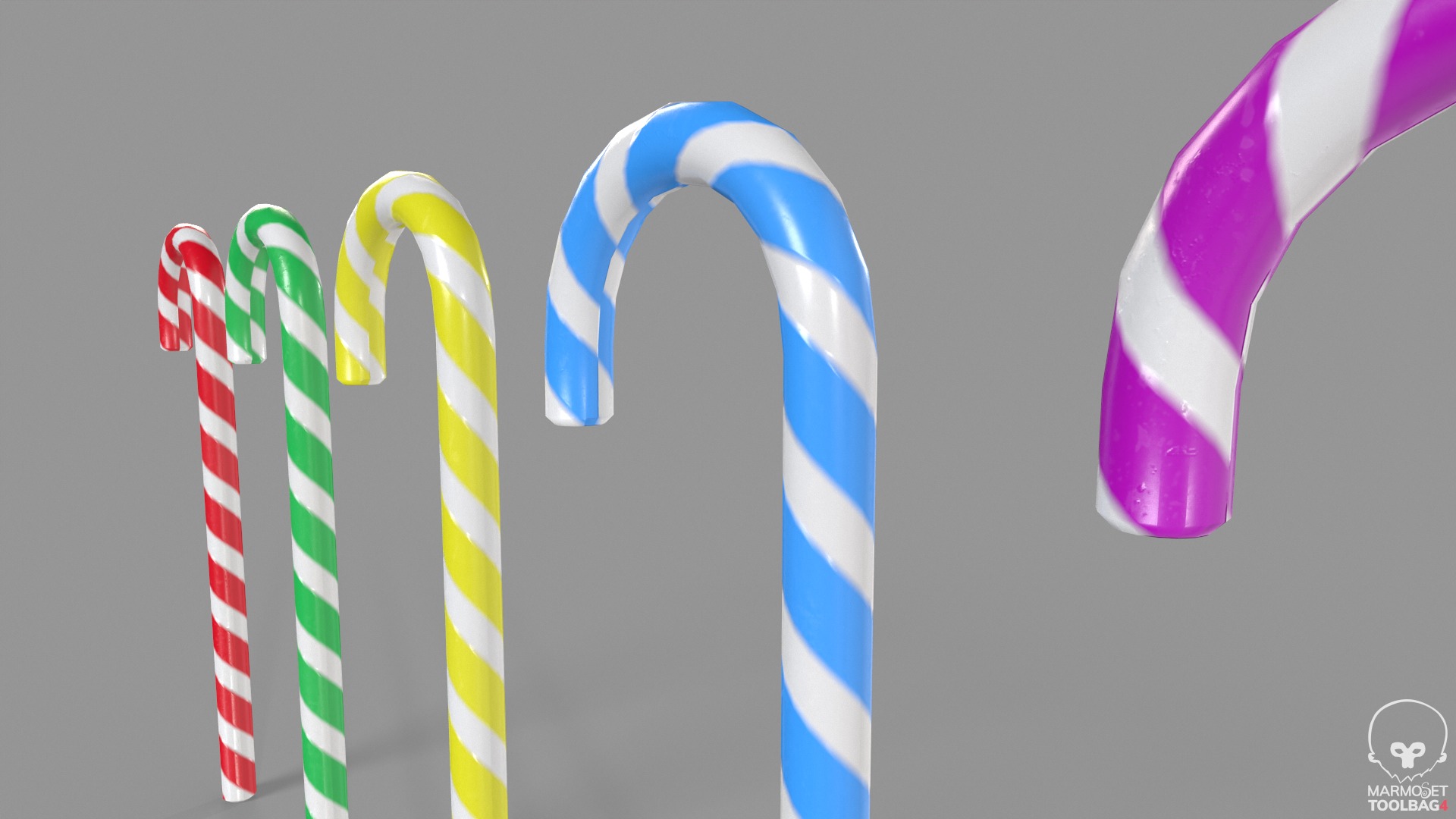 Candy Cane Low-poly 3D model_5