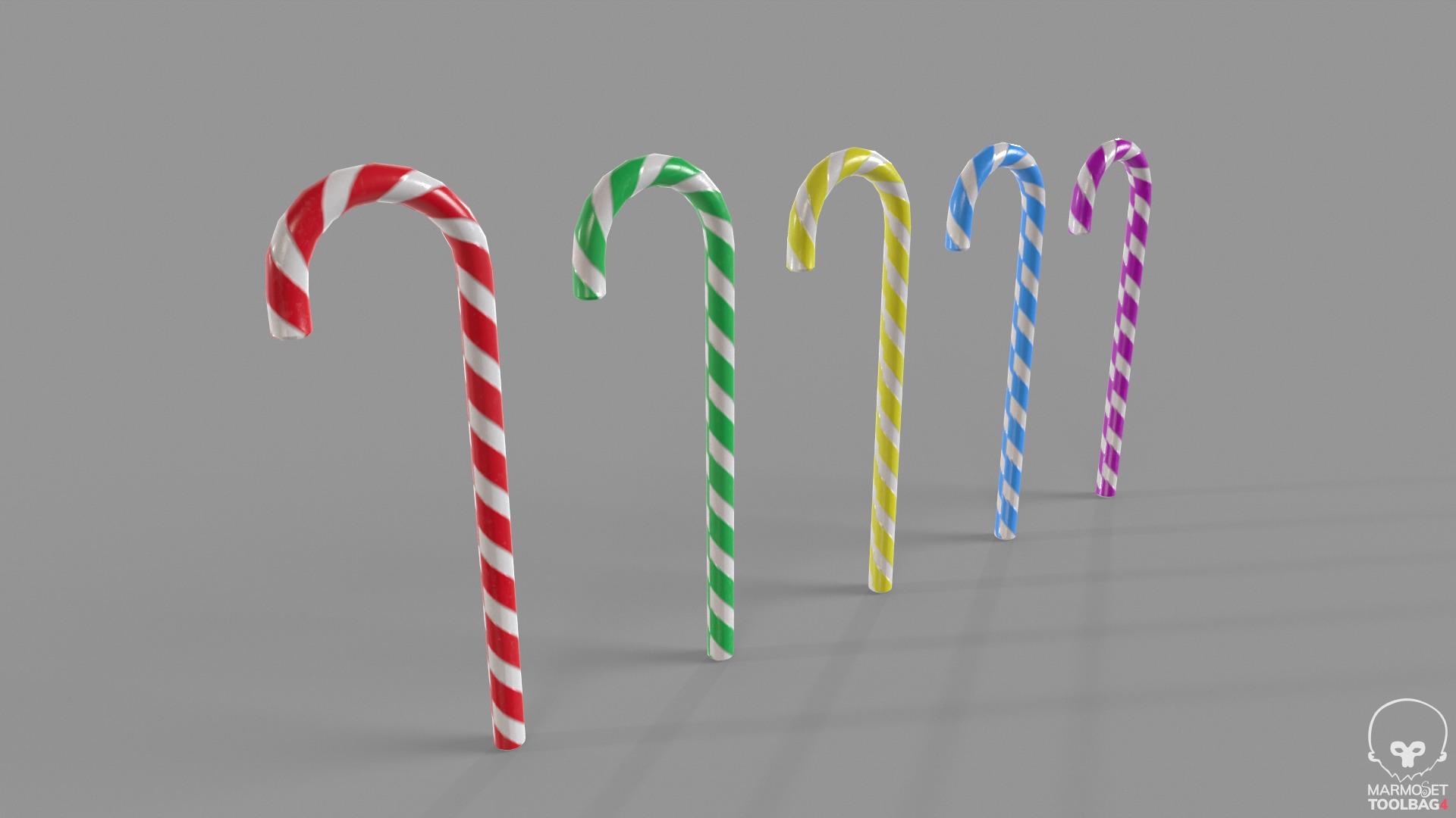 Candy Cane Low-poly 3D model_2