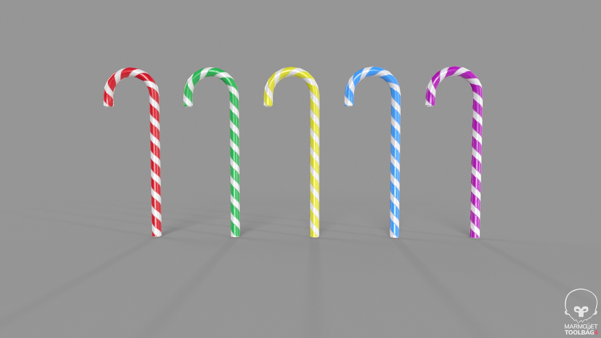 Candy Cane Low-poly 3D model_6