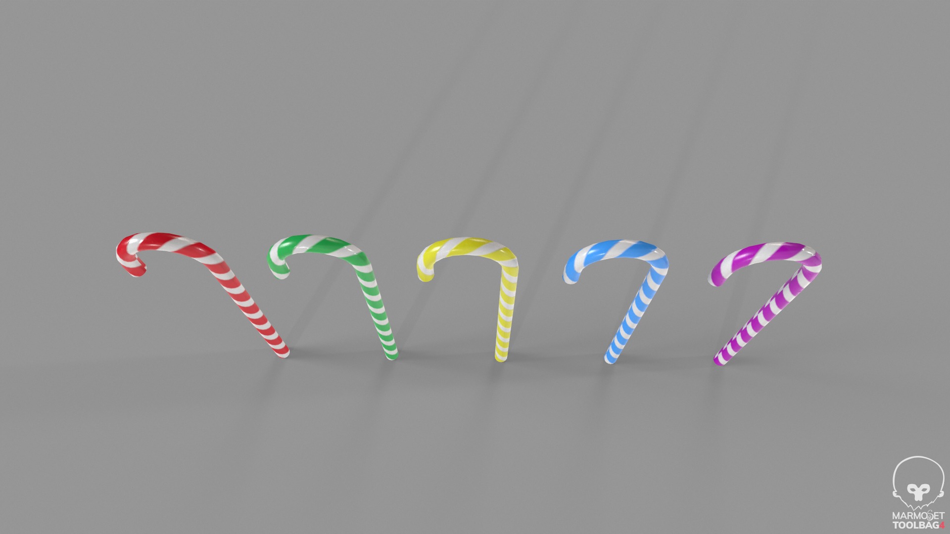 Candy Cane Low-poly 3D model_4
