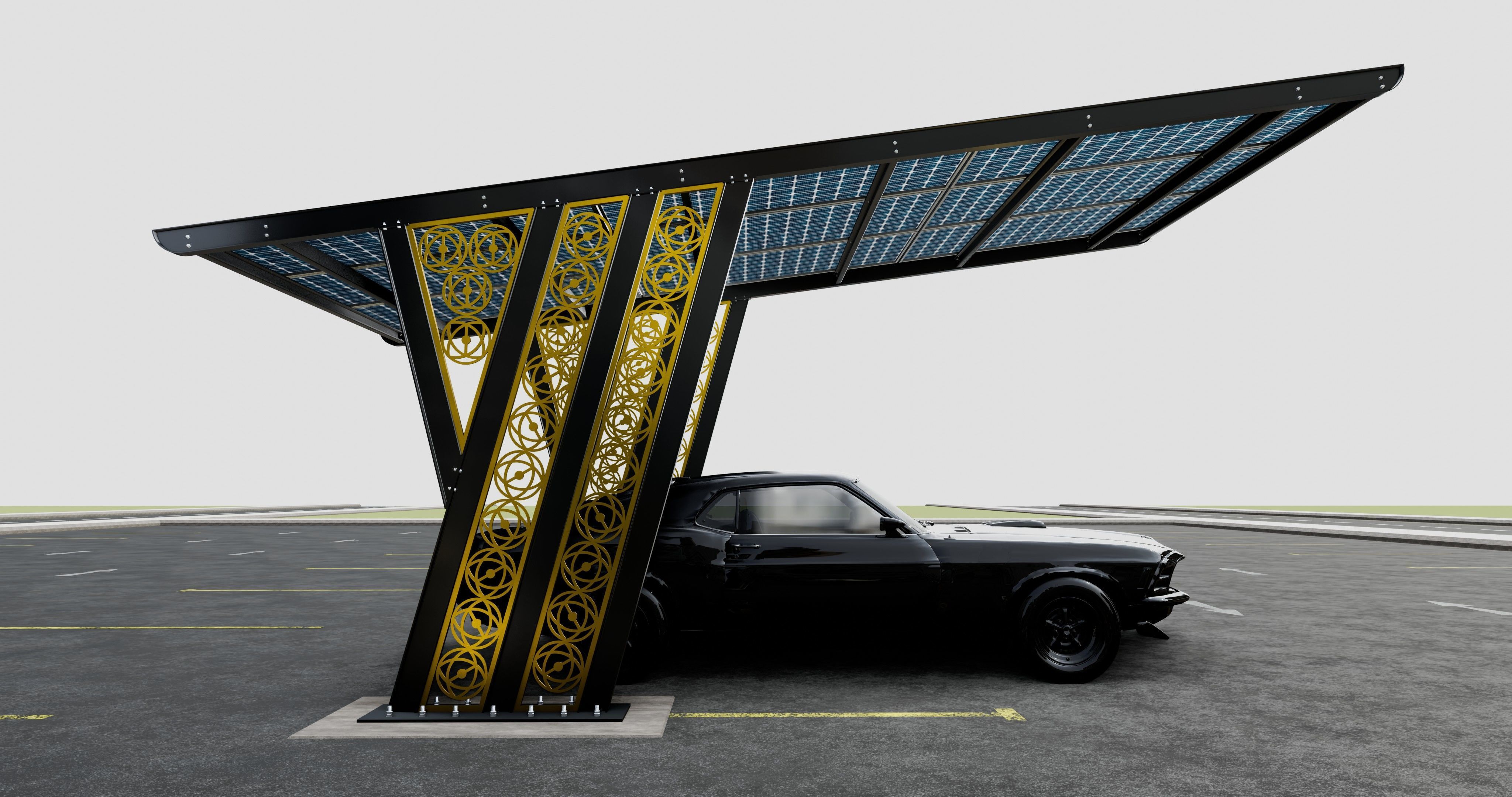 TRIPLE L TYPE MODERN SOLAR CARPORT TYPE-16 3D model_13