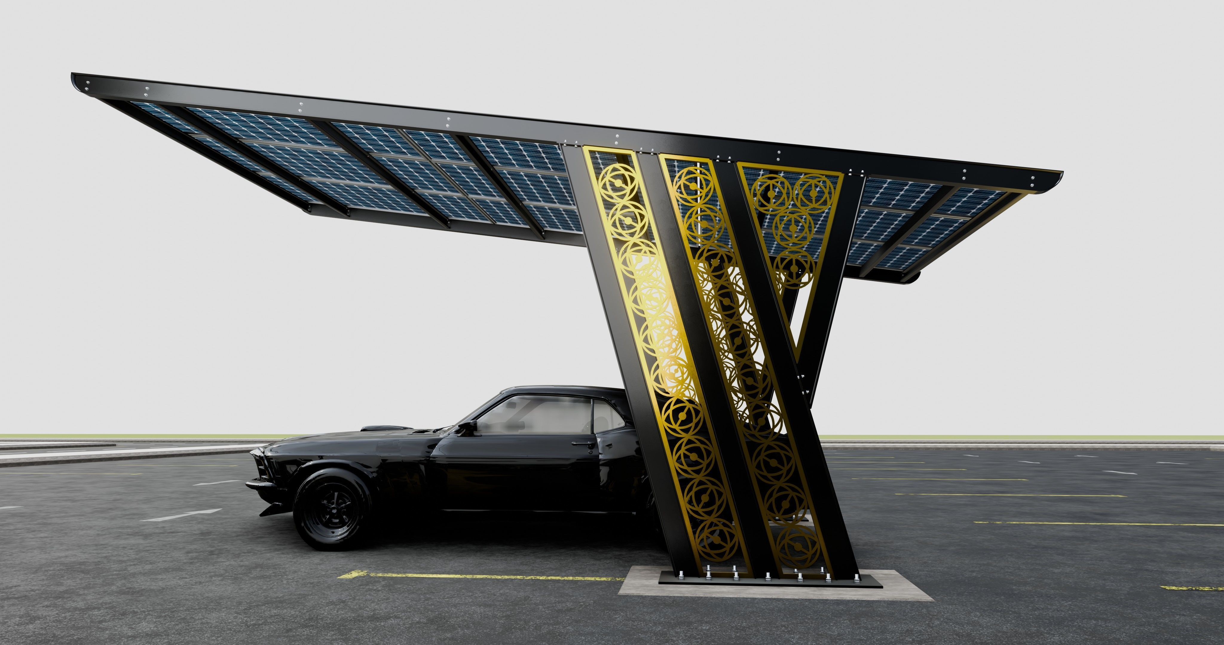 TRIPLE L TYPE MODERN SOLAR CARPORT TYPE-16 3D model_12