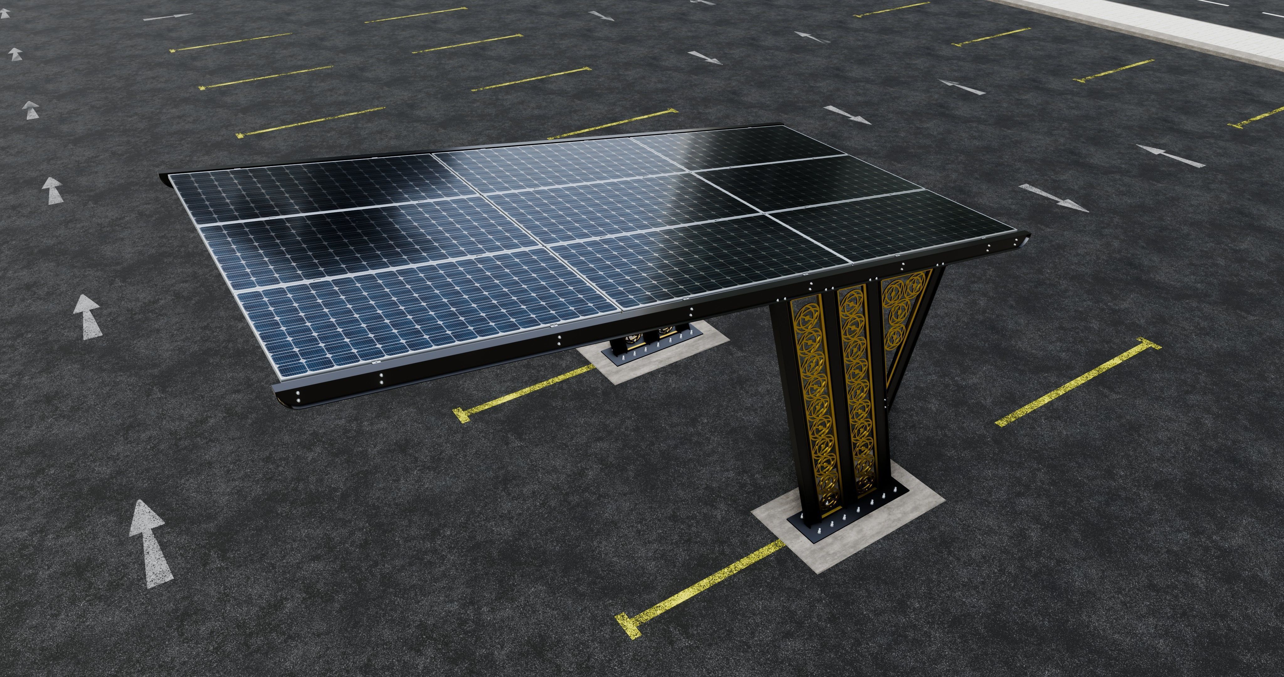 TRIPLE L TYPE MODERN SOLAR CARPORT TYPE-16 3D model_2