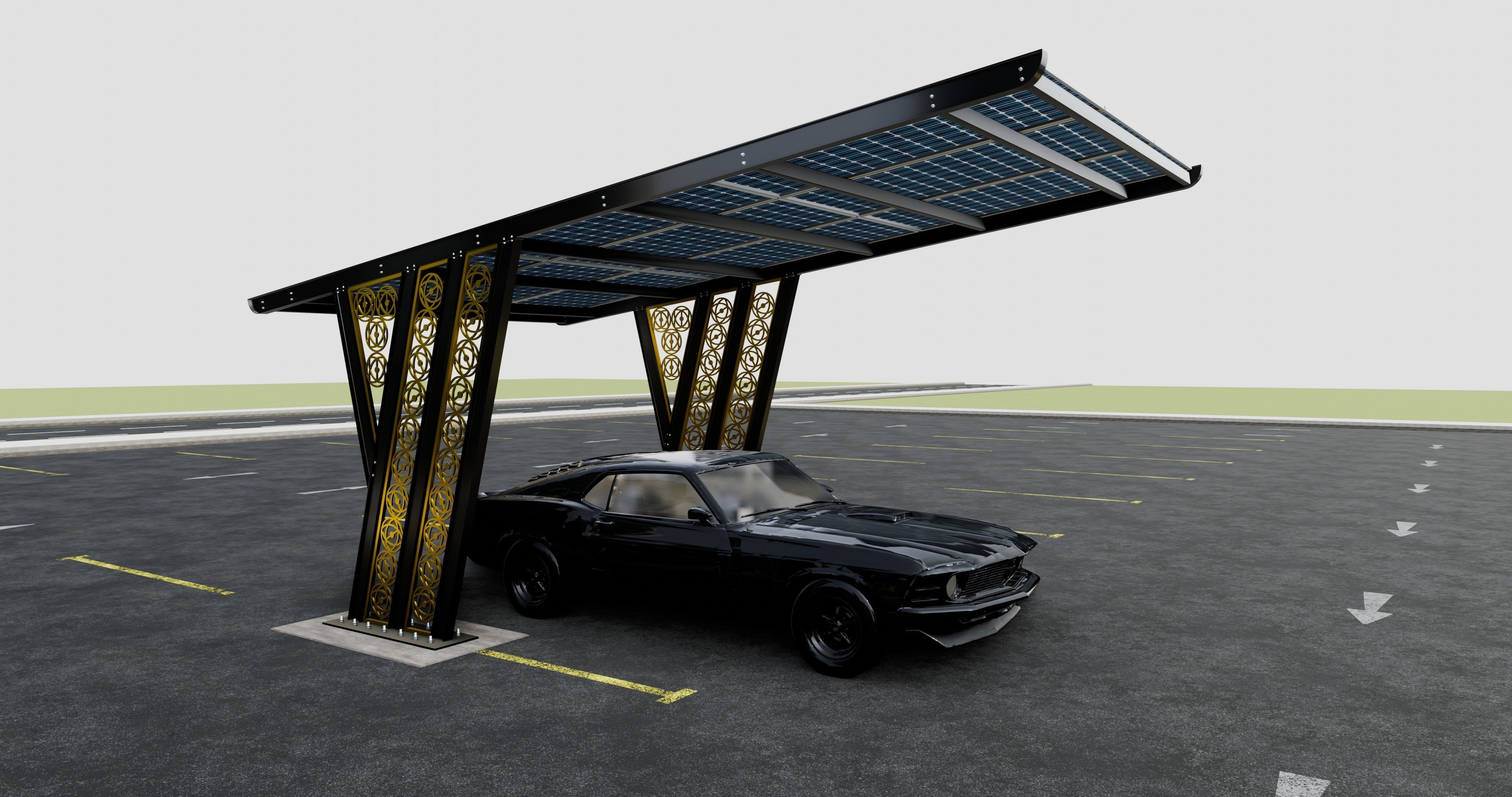 TRIPLE L TYPE MODERN SOLAR CARPORT TYPE-16 3D model_10