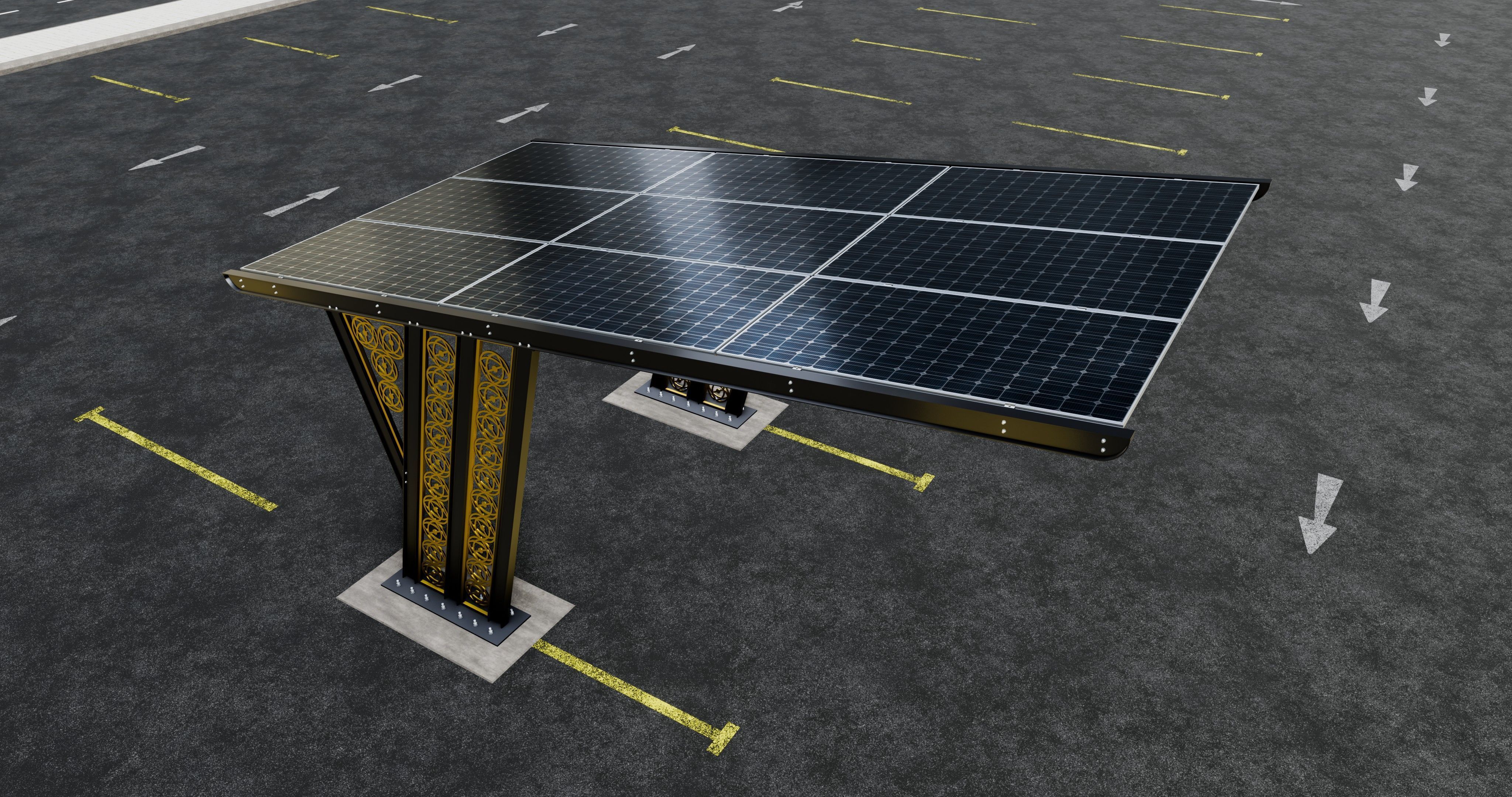 TRIPLE L TYPE MODERN SOLAR CARPORT TYPE-16 3D model_3