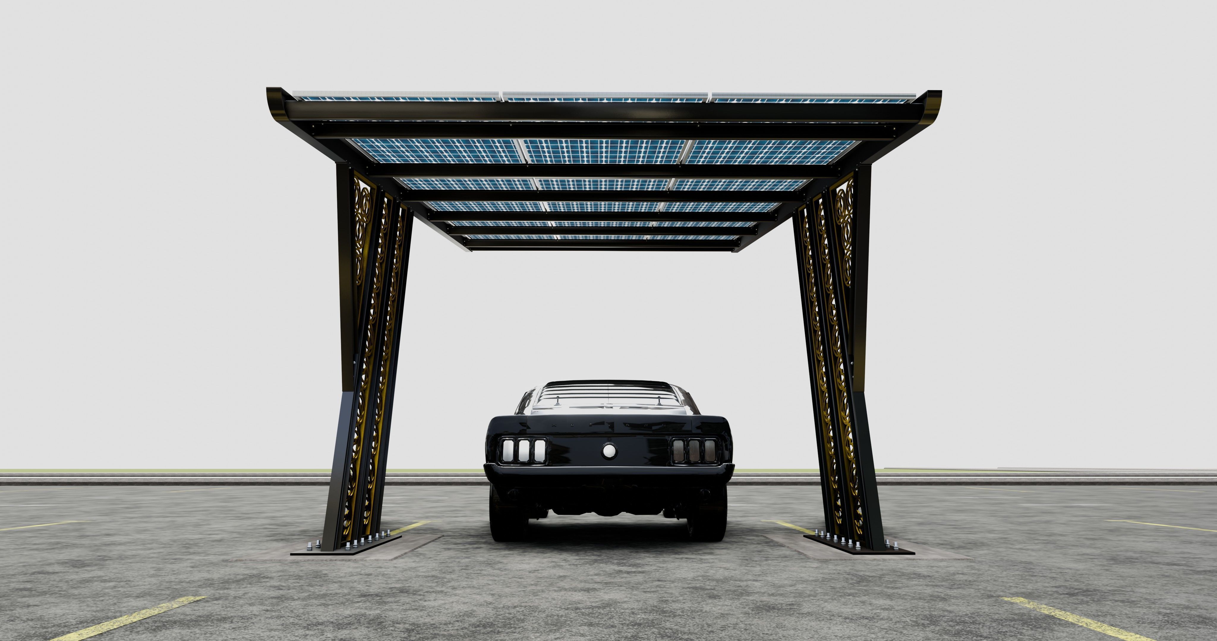 TRIPLE L TYPE MODERN SOLAR CARPORT TYPE-16 3D model_16