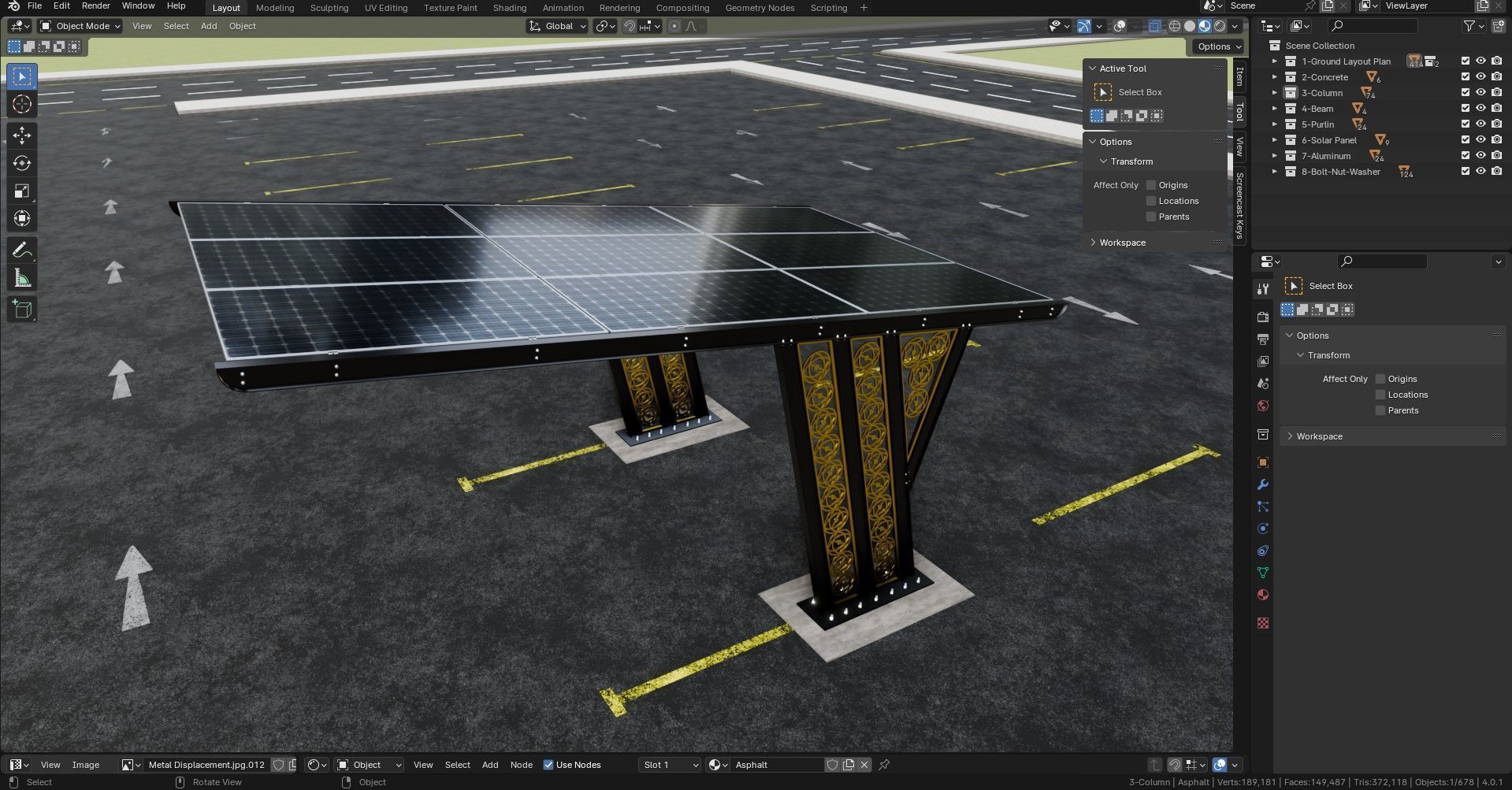TRIPLE L TYPE MODERN SOLAR CARPORT TYPE-16 3D model_22