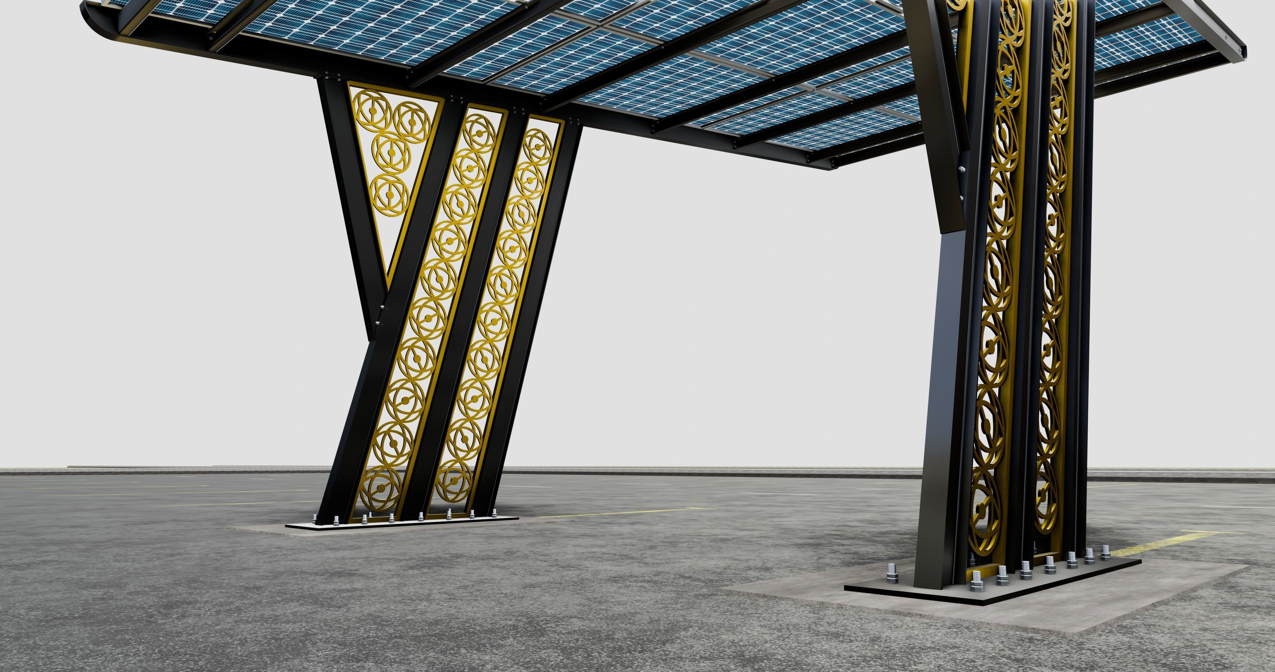 TRIPLE L TYPE MODERN SOLAR CARPORT TYPE-16 3D model_6