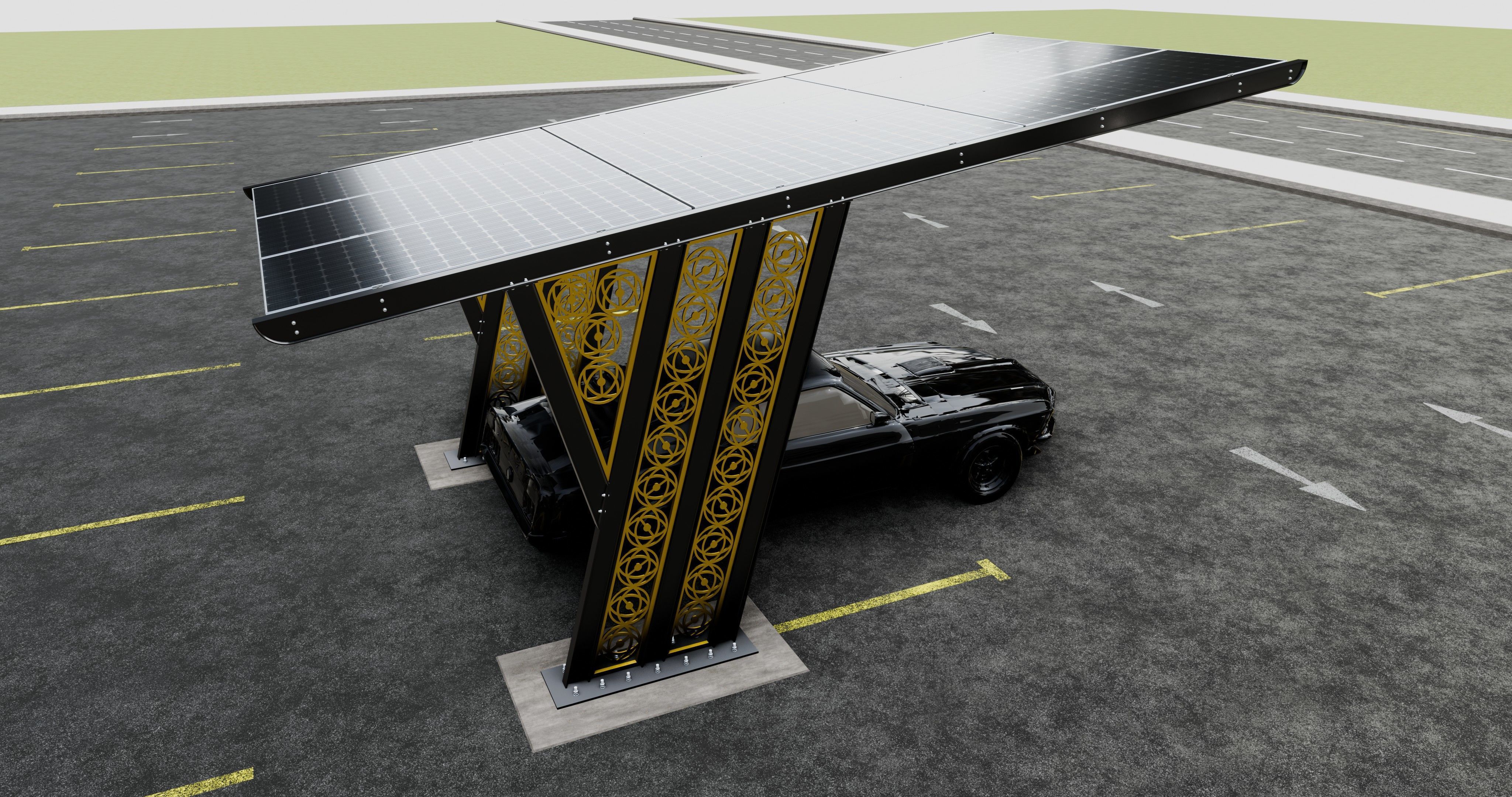 TRIPLE L TYPE MODERN SOLAR CARPORT TYPE-16 3D model_11