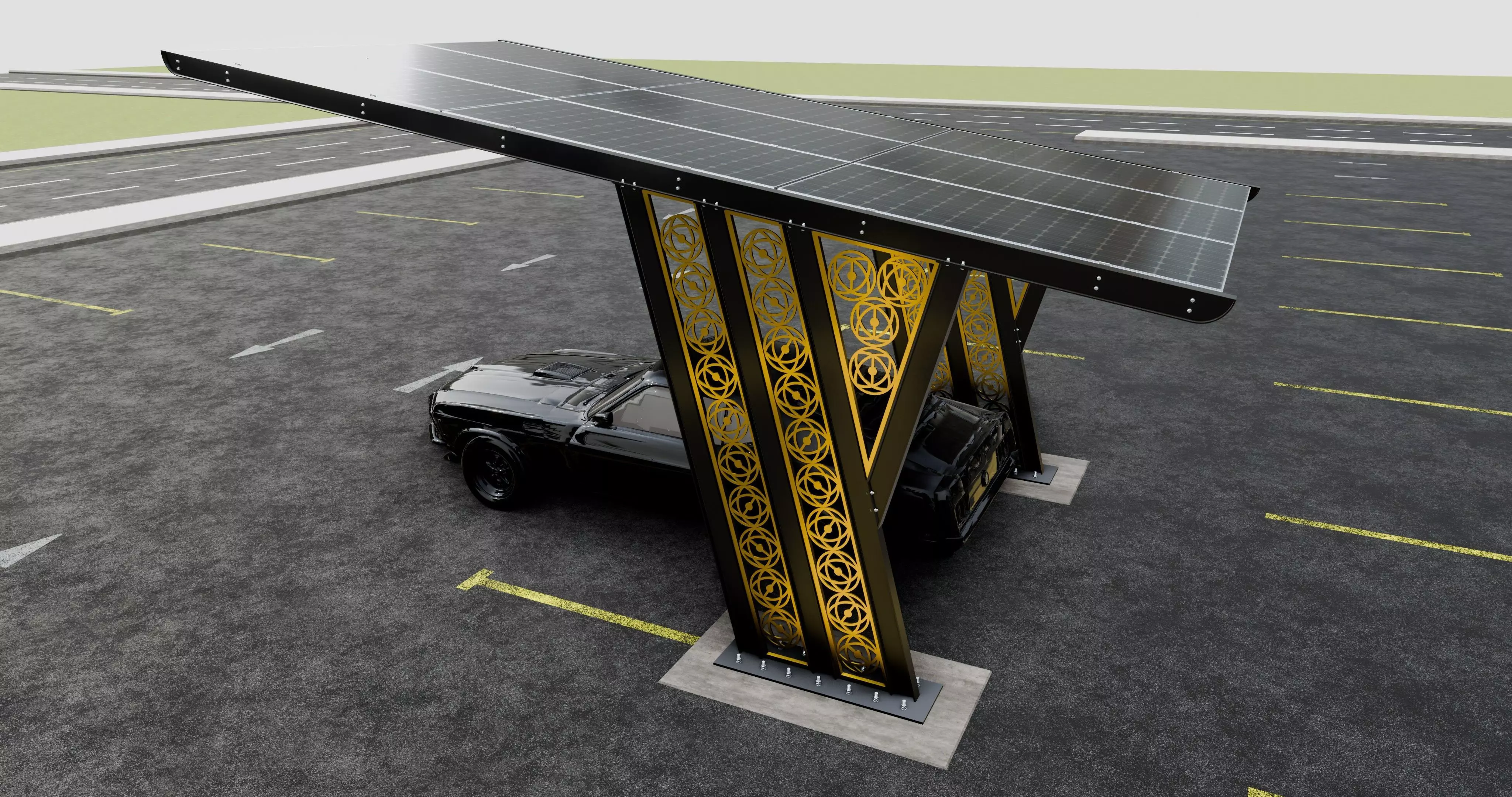 TRIPLE L TYPE MODERN SOLAR CARPORT TYPE-16 3D model_0