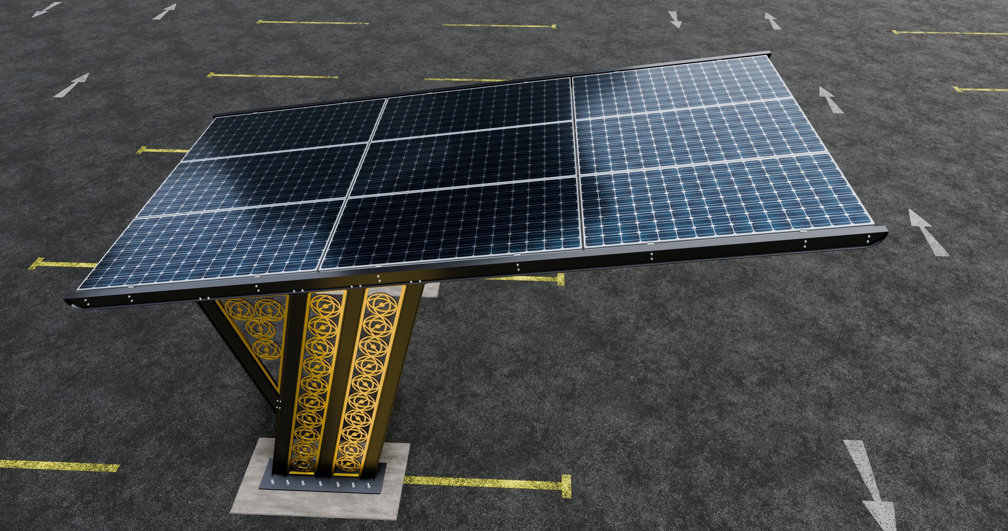 TRIPLE L TYPE MODERN SOLAR CARPORT TYPE-16 3D model_5