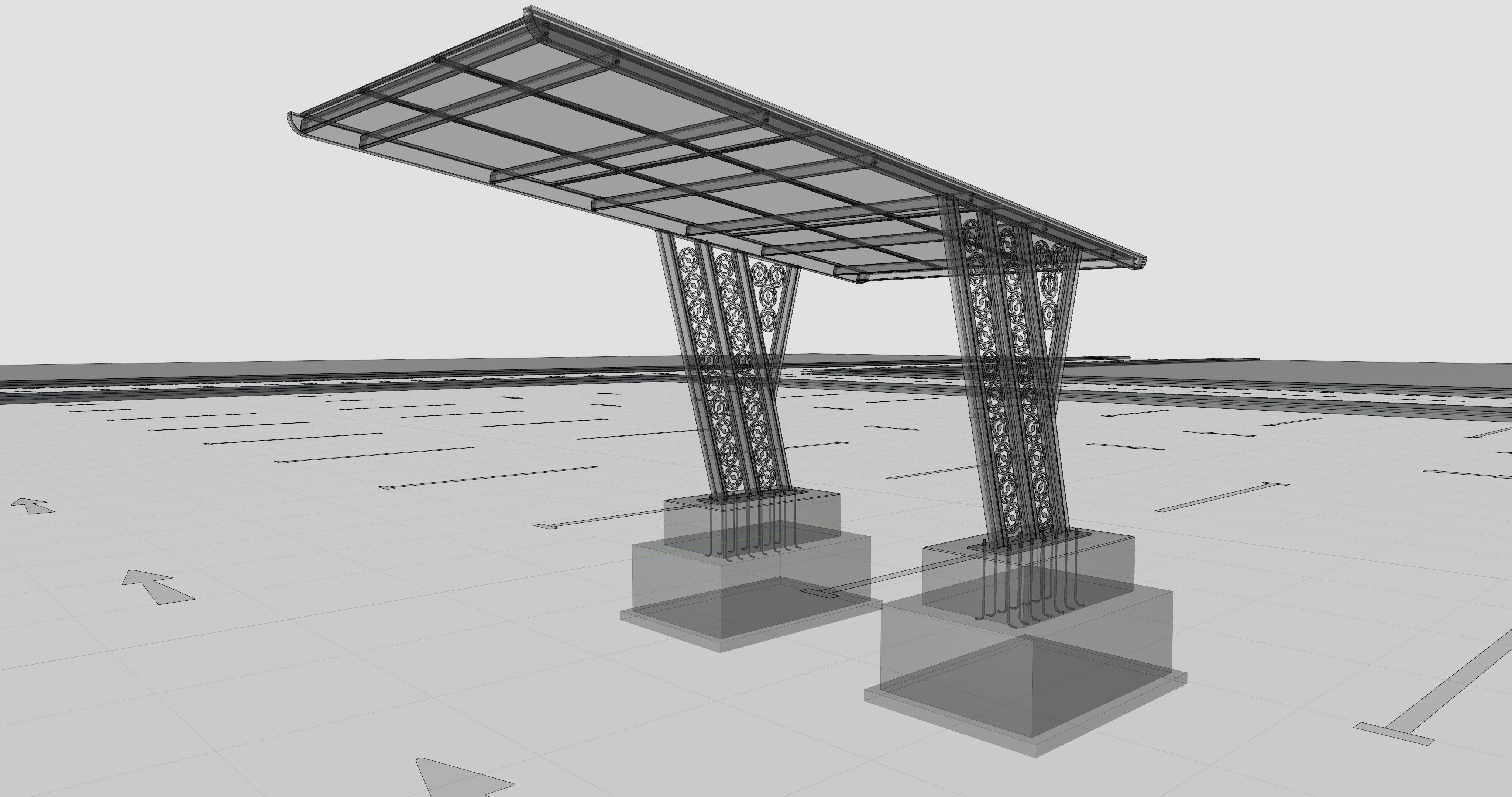 TRIPLE L TYPE MODERN SOLAR CARPORT TYPE-16 3D model_19