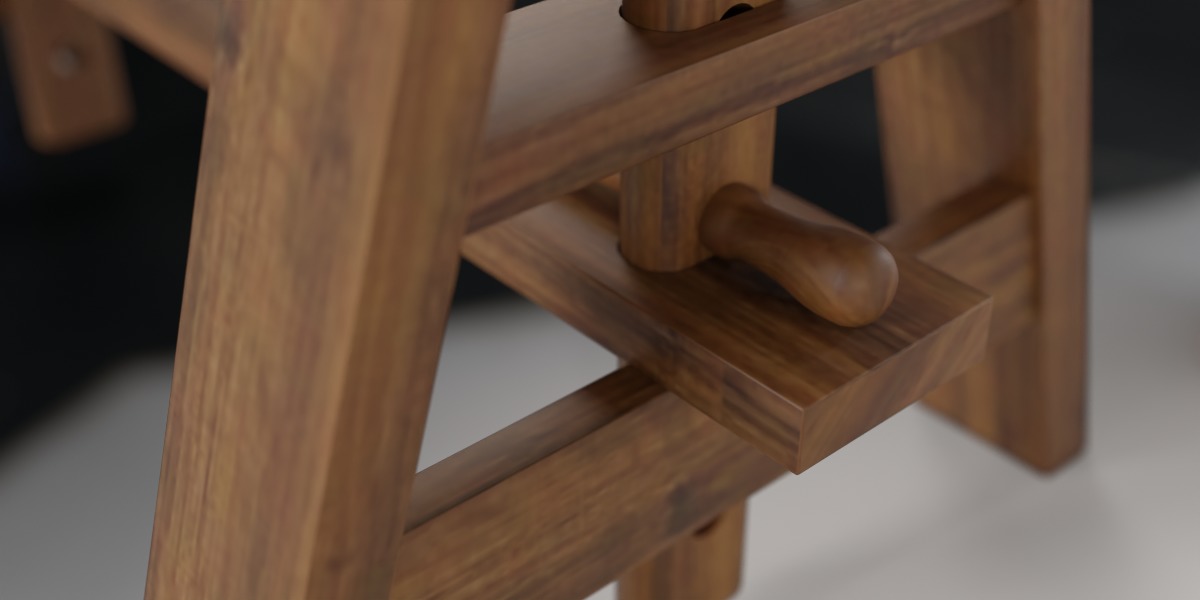 Glass-topped Trestle Table 3D model_5