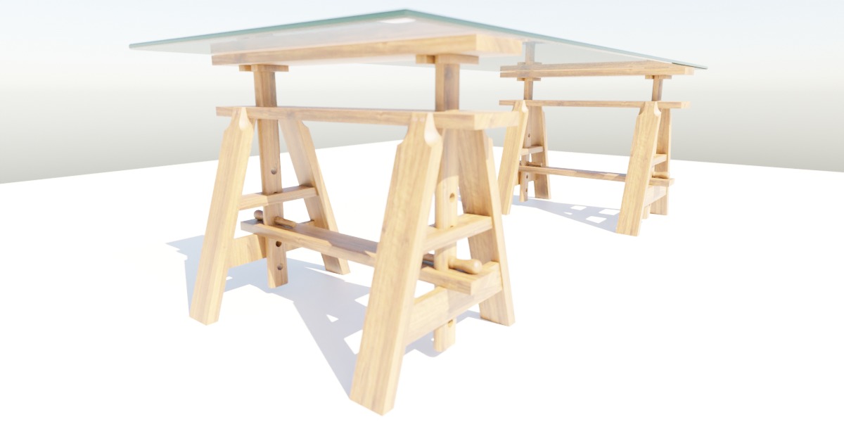 Glass-topped Trestle Table 3D model_6