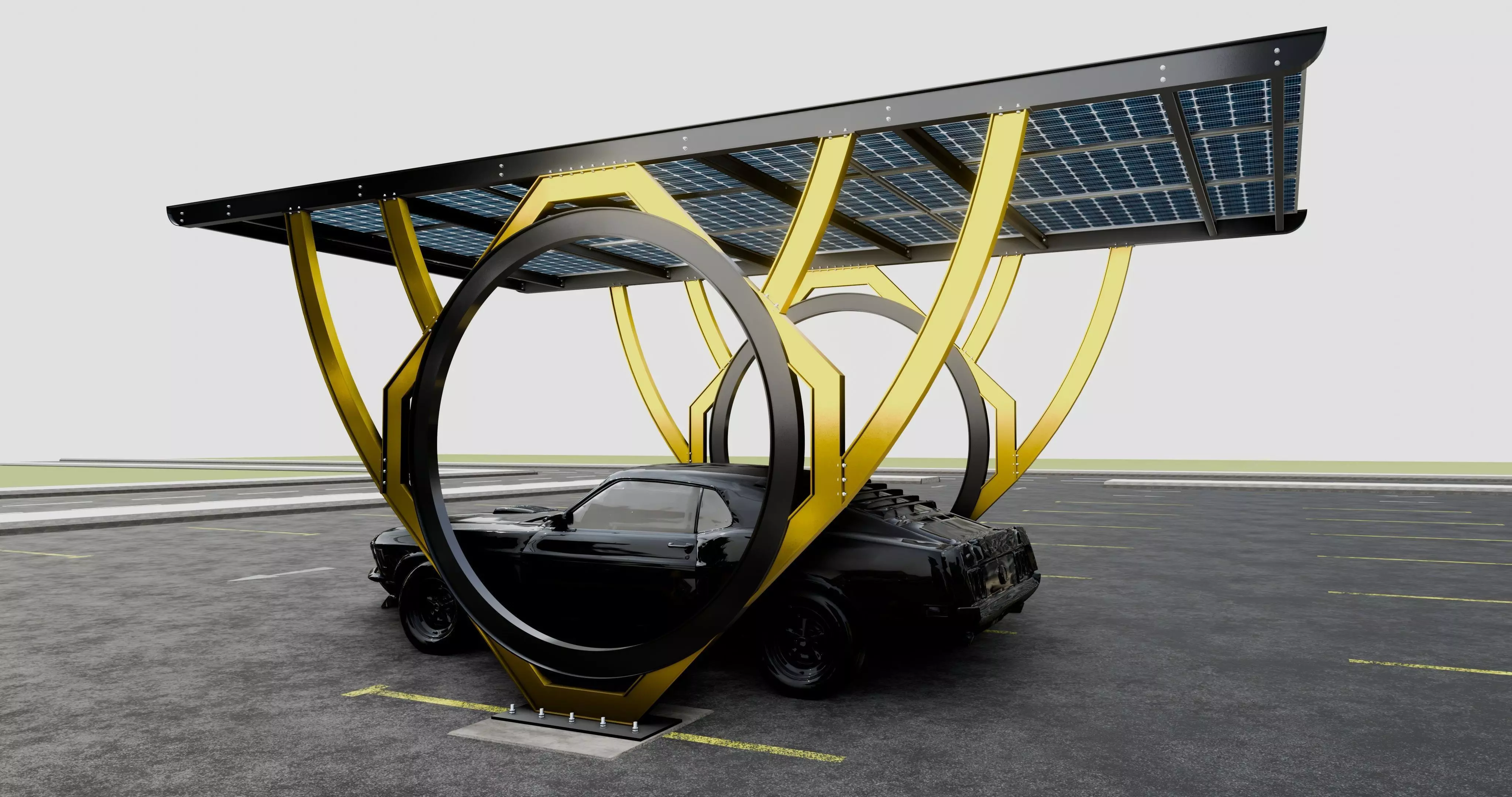 Modern Solar Carport-TEZCAN-Type-2 3D model_0