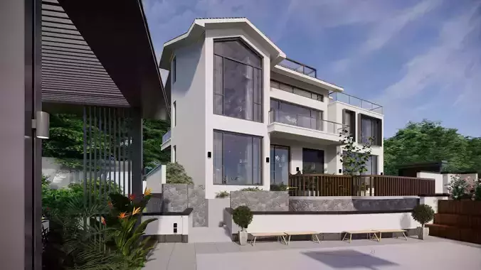 modern house design  lanscape design