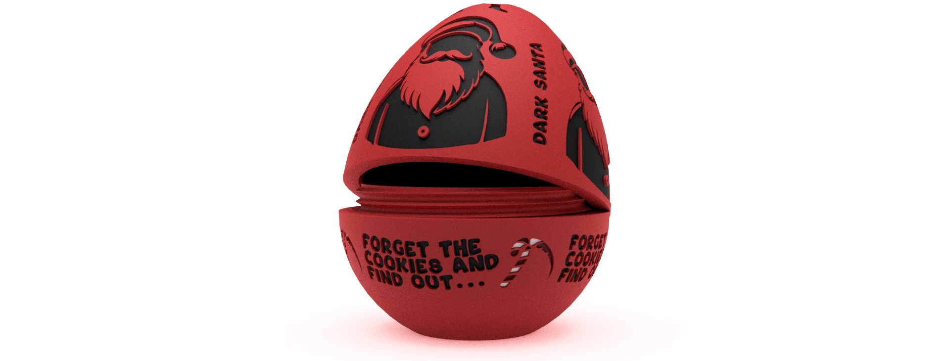 Dark Santa Egg Dont forget the cookies Embossed and Debossed 3D print model_4