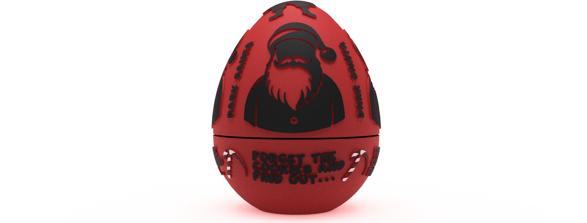Dark Santa Egg Dont forget the cookies Embossed and Debossed 3D print model_1