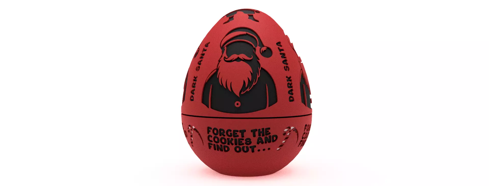 Dark Santa Egg Dont forget the cookies Embossed and Debossed 3D print model_0