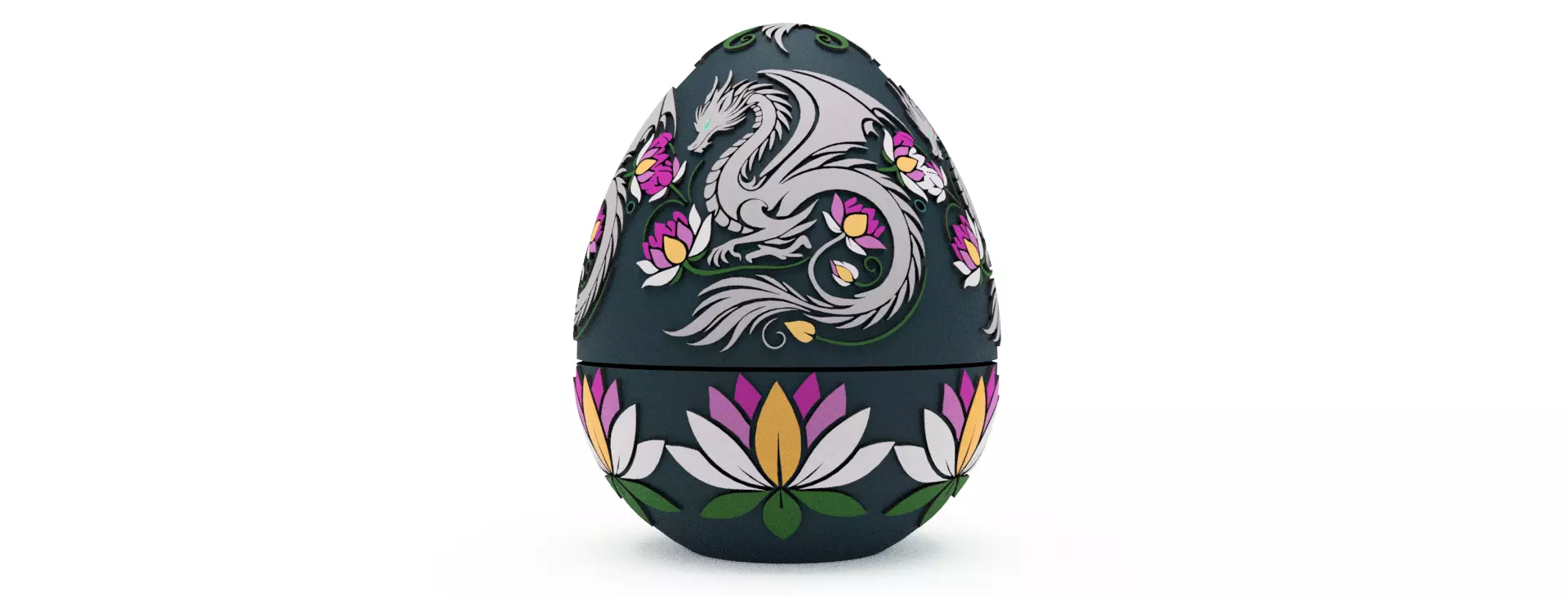 Enchanted Lotus Dragon Egg Embossed and Debossed 3D print model