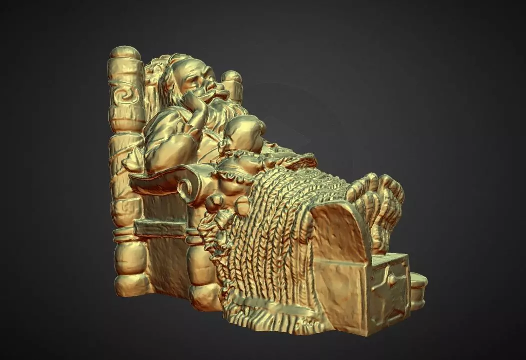 santa resting in bed with list 3D print model_0