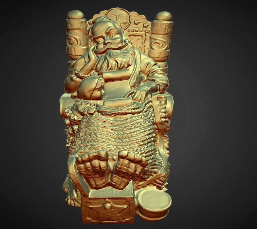 santa resting in bed with list 3D print model_2