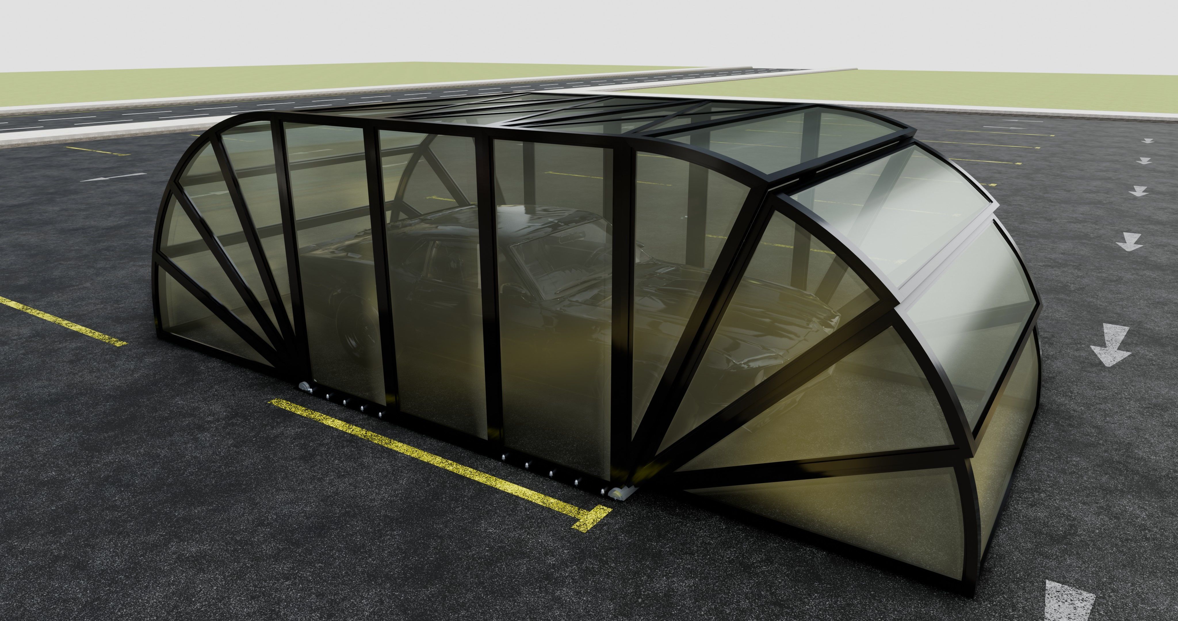 Opening And Closes Carport 3D model_16