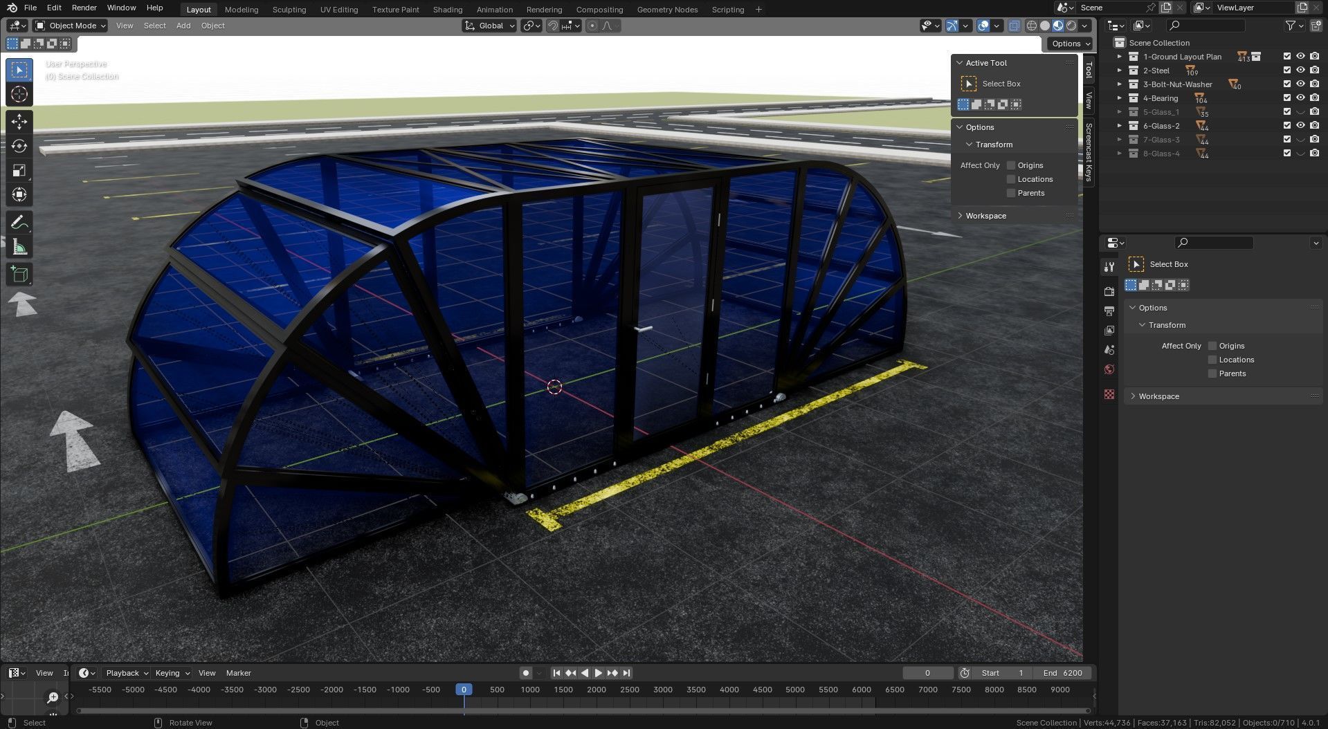 Opening And Closes Carport 3D model_29