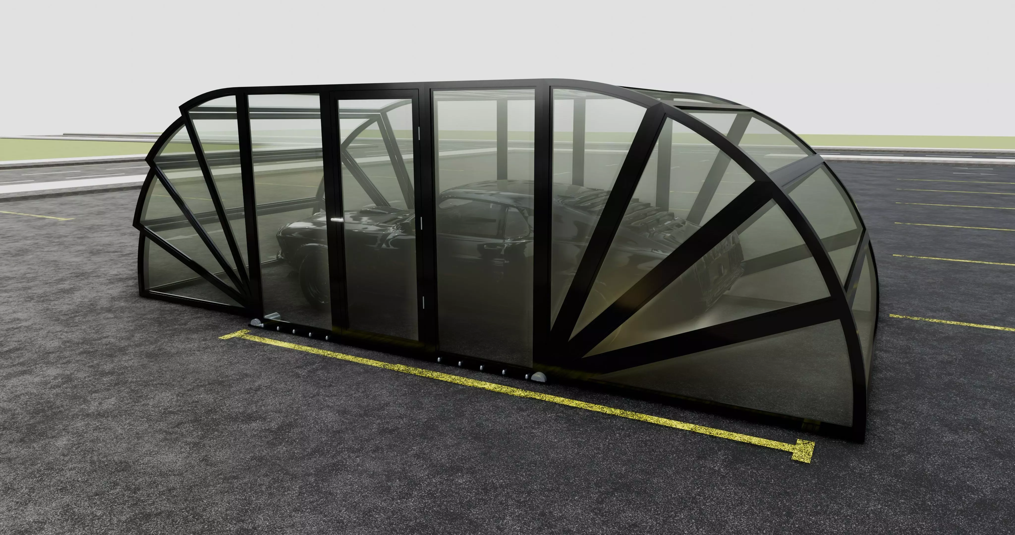 Opening And Closes Carport 3D model_0