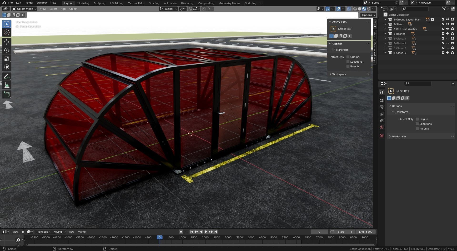 Opening And Closes Carport 3D model_31