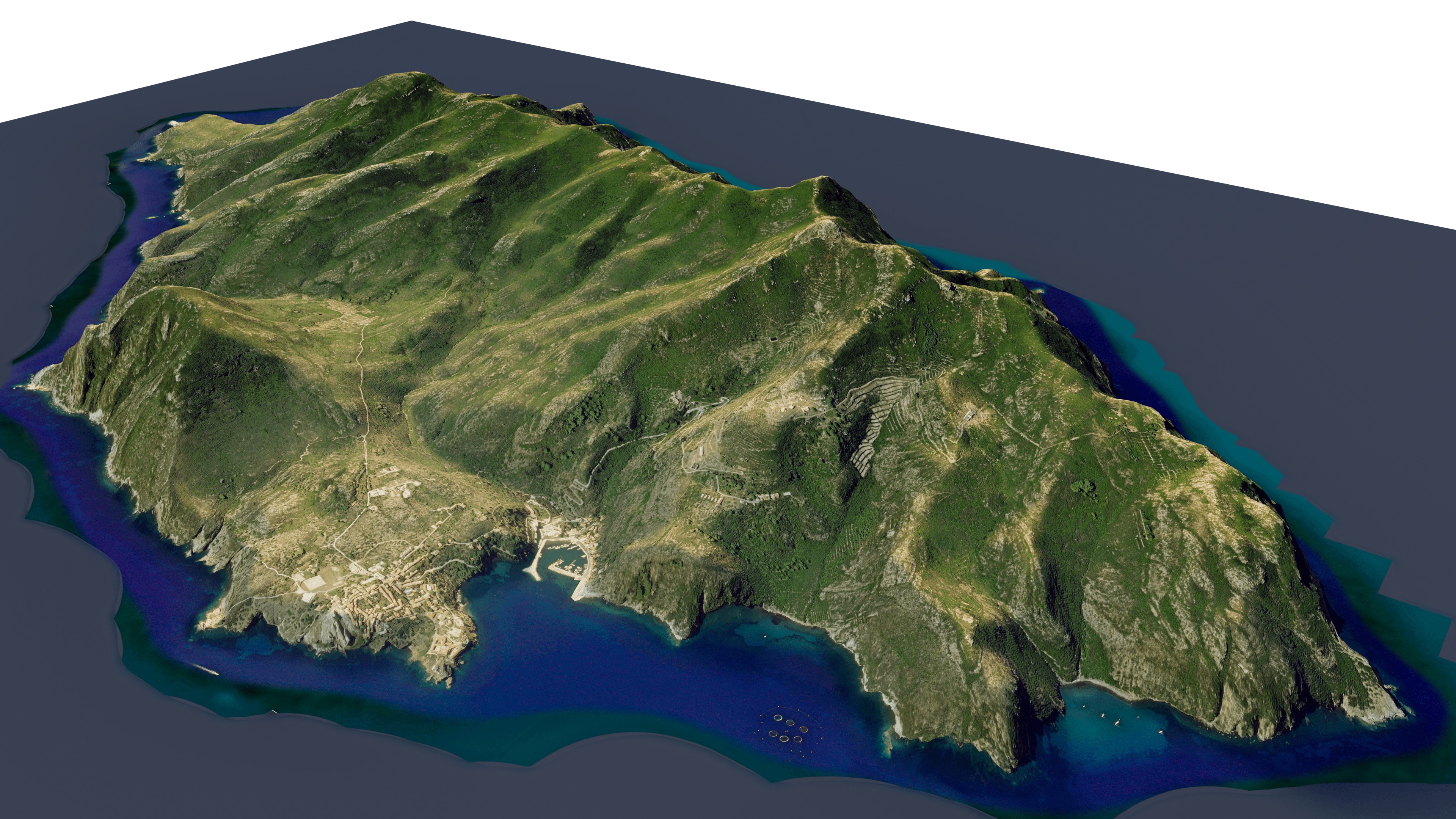 Capraia island 3d model terrain Low-poly 3D model_1