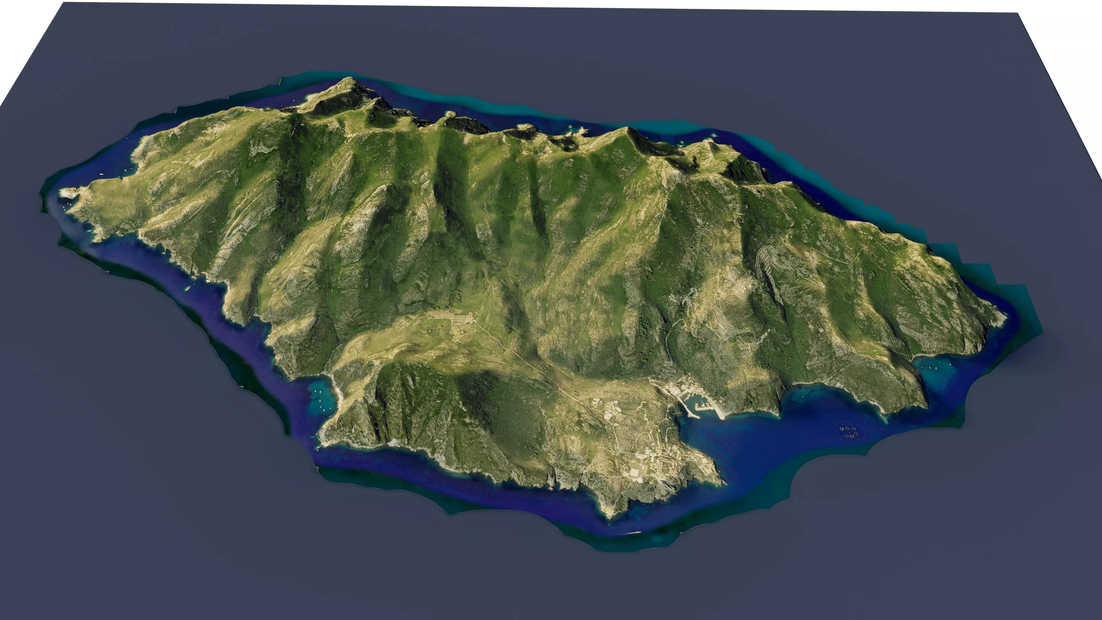 Capraia island 3d model terrain Low-poly 3D model_0