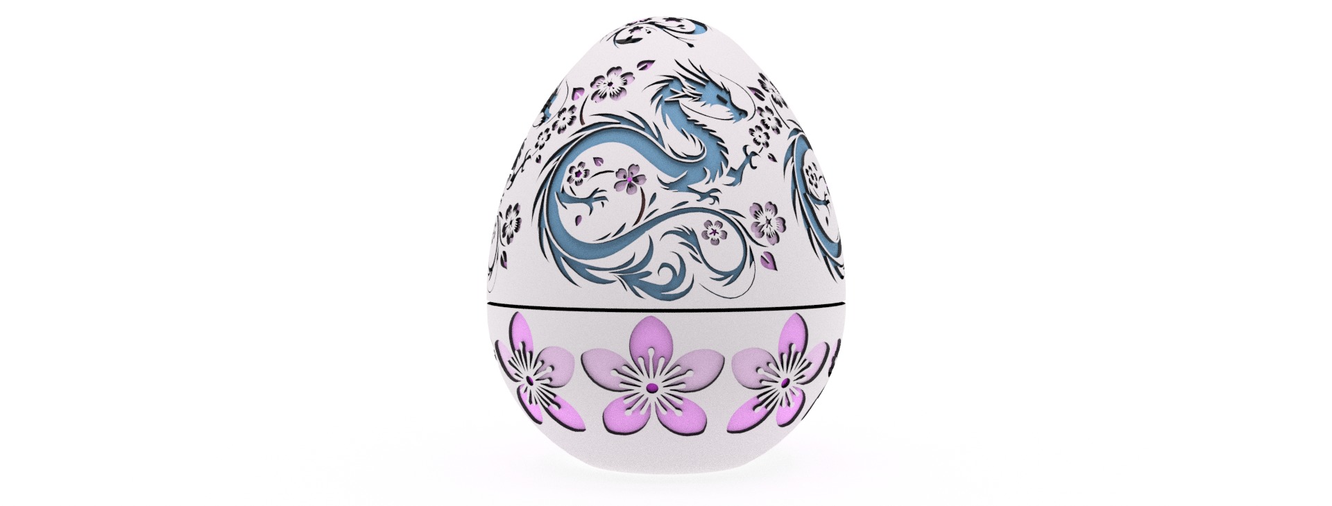 Entangled Blossom Dragon Egg Embossed and Debossed 3D print model_1