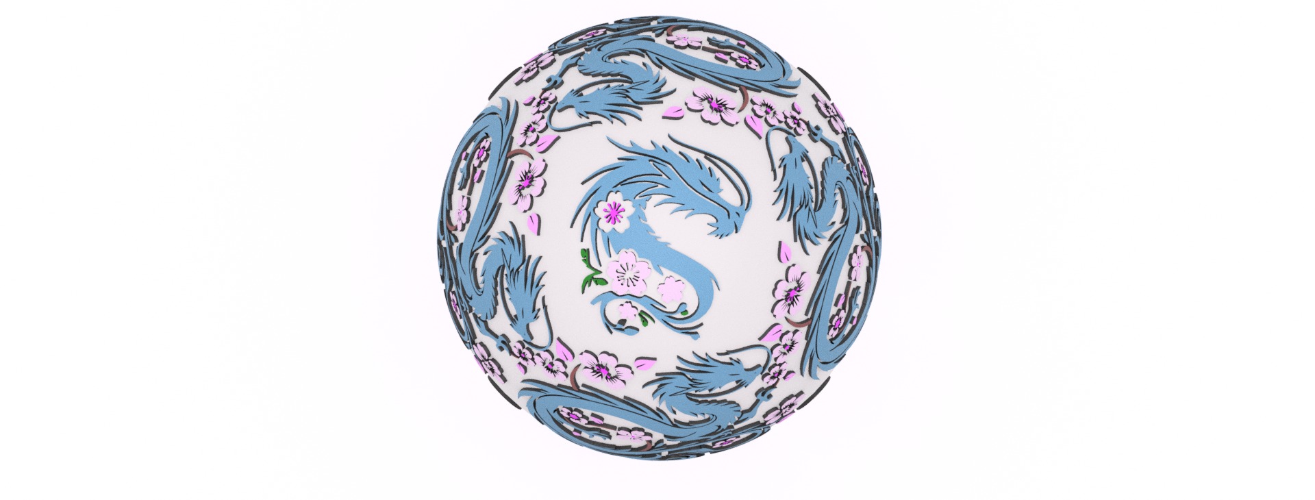 Entangled Blossom Dragon Egg Embossed and Debossed 3D print model_2