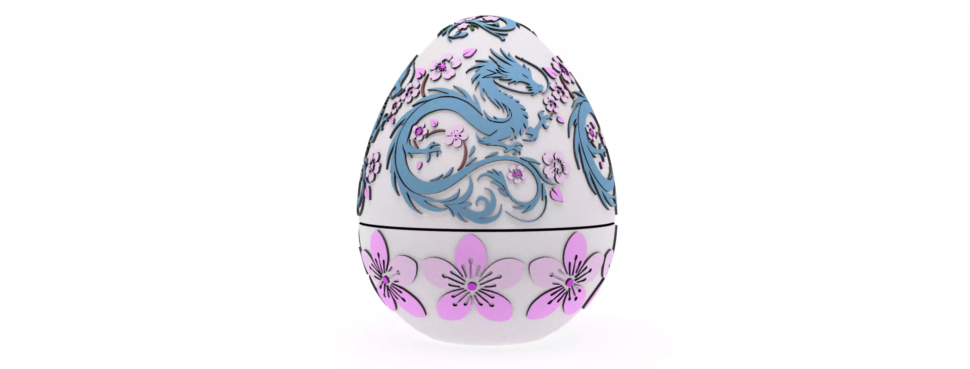 Entangled Blossom Dragon Egg Embossed and Debossed 3D print model_0