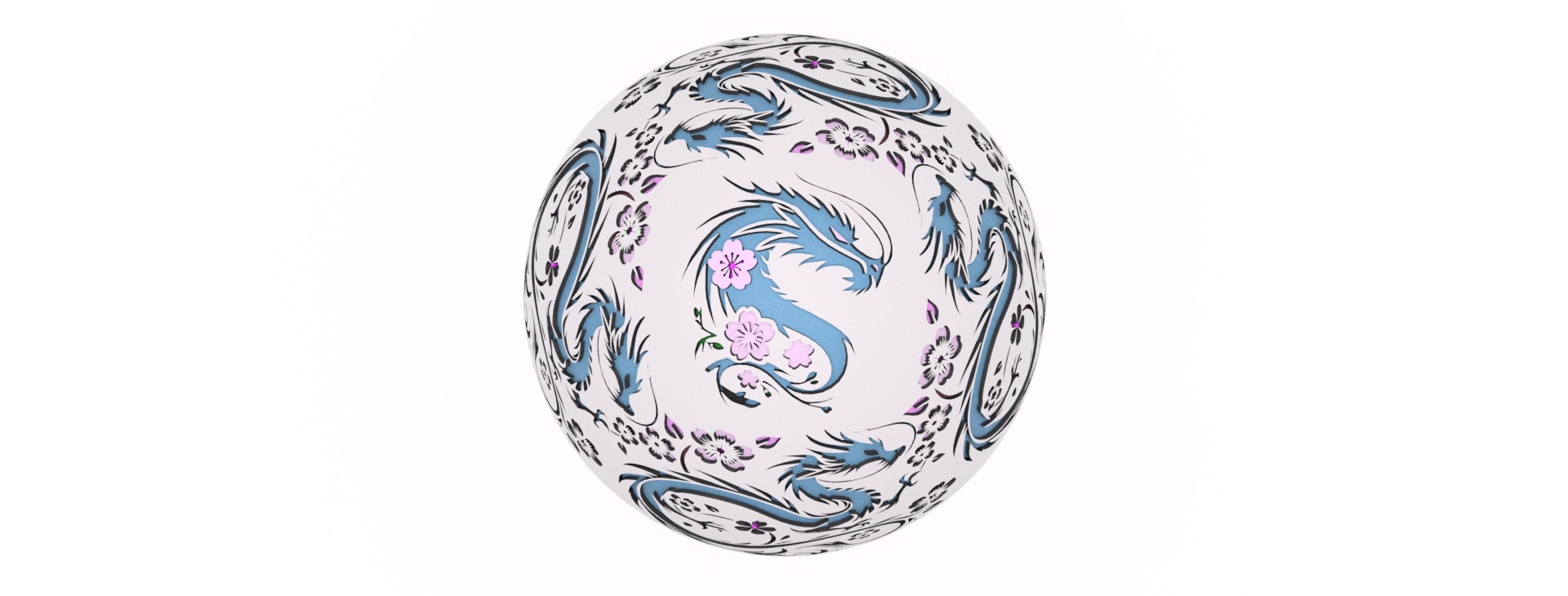 Entangled Blossom Dragon Egg Embossed and Debossed 3D print model_3