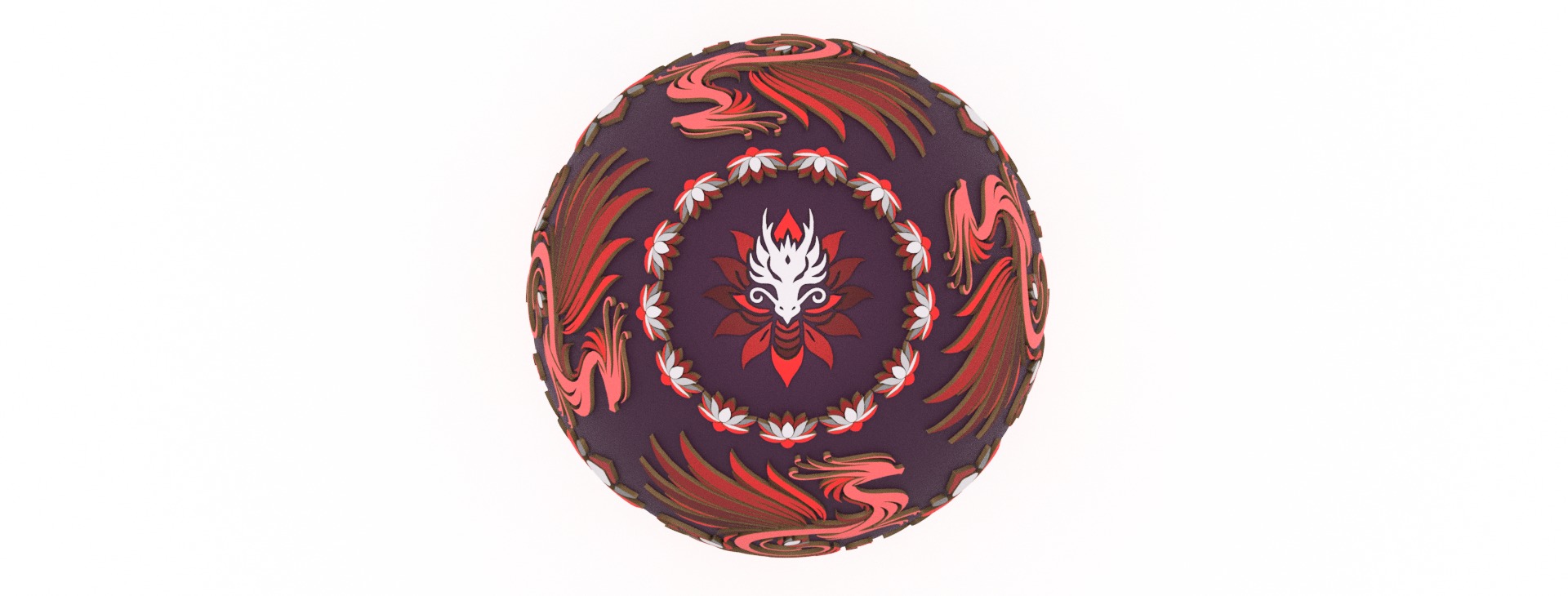 Fire Lily Dragon Egg Embossed and Debossed 3D print model_2