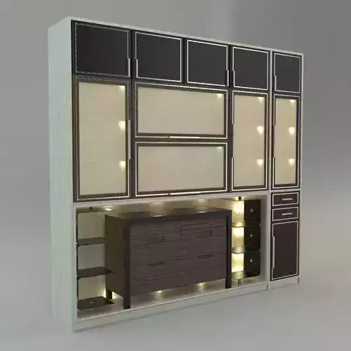 Wardrobe kitchen cabinet with drawers and lights