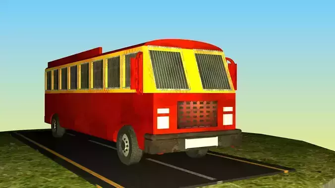 Indian Bus Model Type 3 Free low-poly 3D model