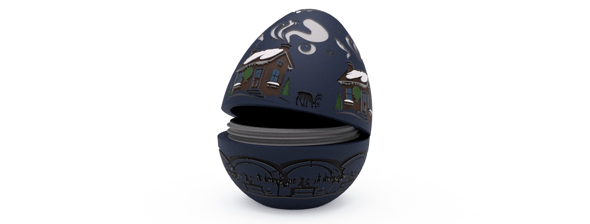 Frosty Homestead Christmas Egg Embossed and Debossed 3D print model_4