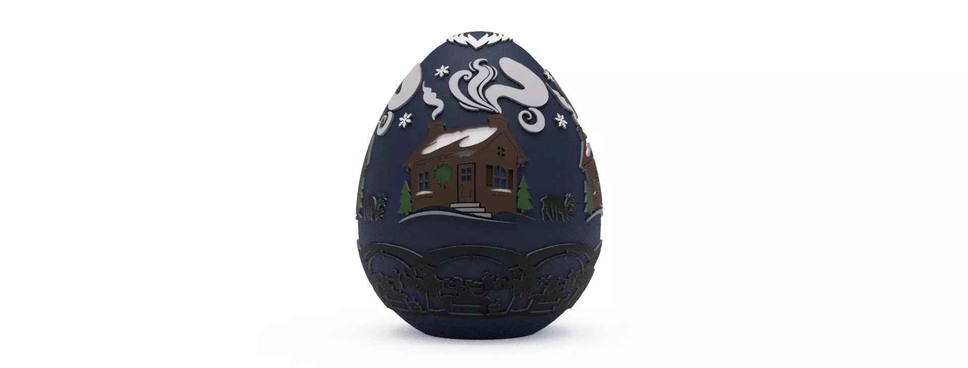 Frosty Homestead Christmas Egg Embossed and Debossed 3D print model_0