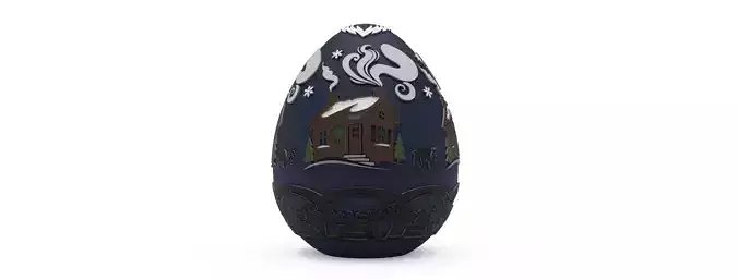 Frosty Homestead Christmas Egg Embossed and Debossed 3D print model