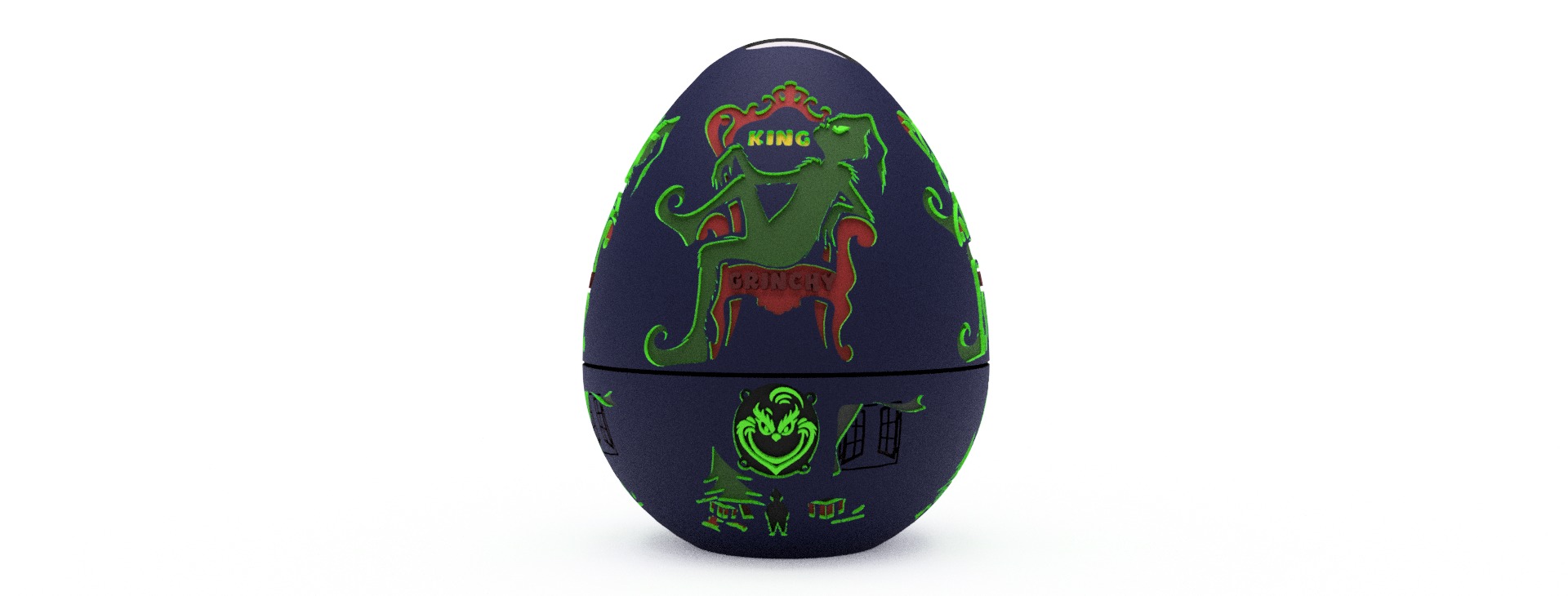 King Grinch Egg Embossed and Debossed 3D print model_1