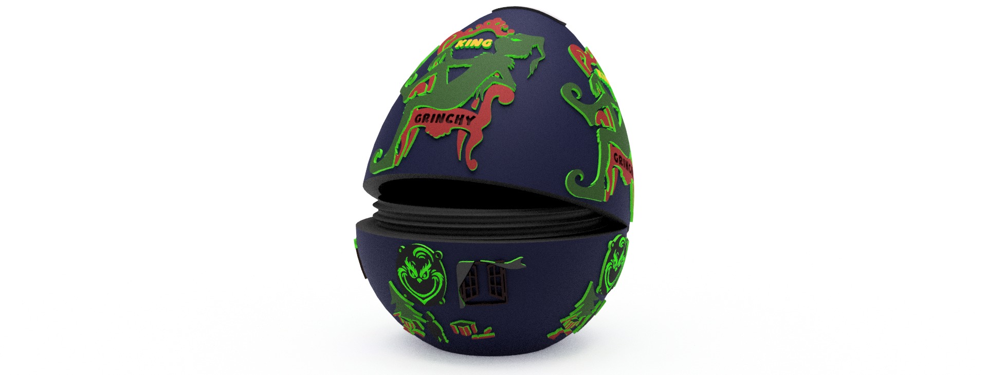 King Grinch Egg Embossed and Debossed 3D print model_4