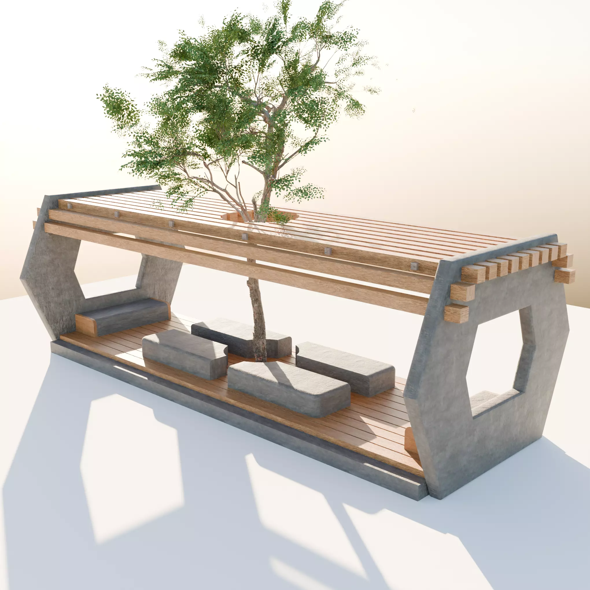 Street chill zone 3D model_0