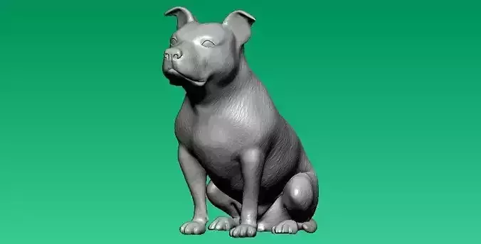Sitting French dog - statue - 3D print