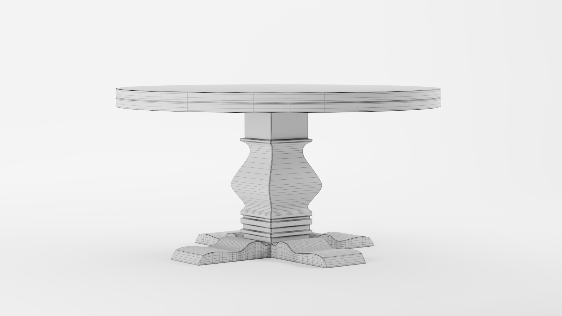 Candace Round Solid Wood Dining Table 3D model_1