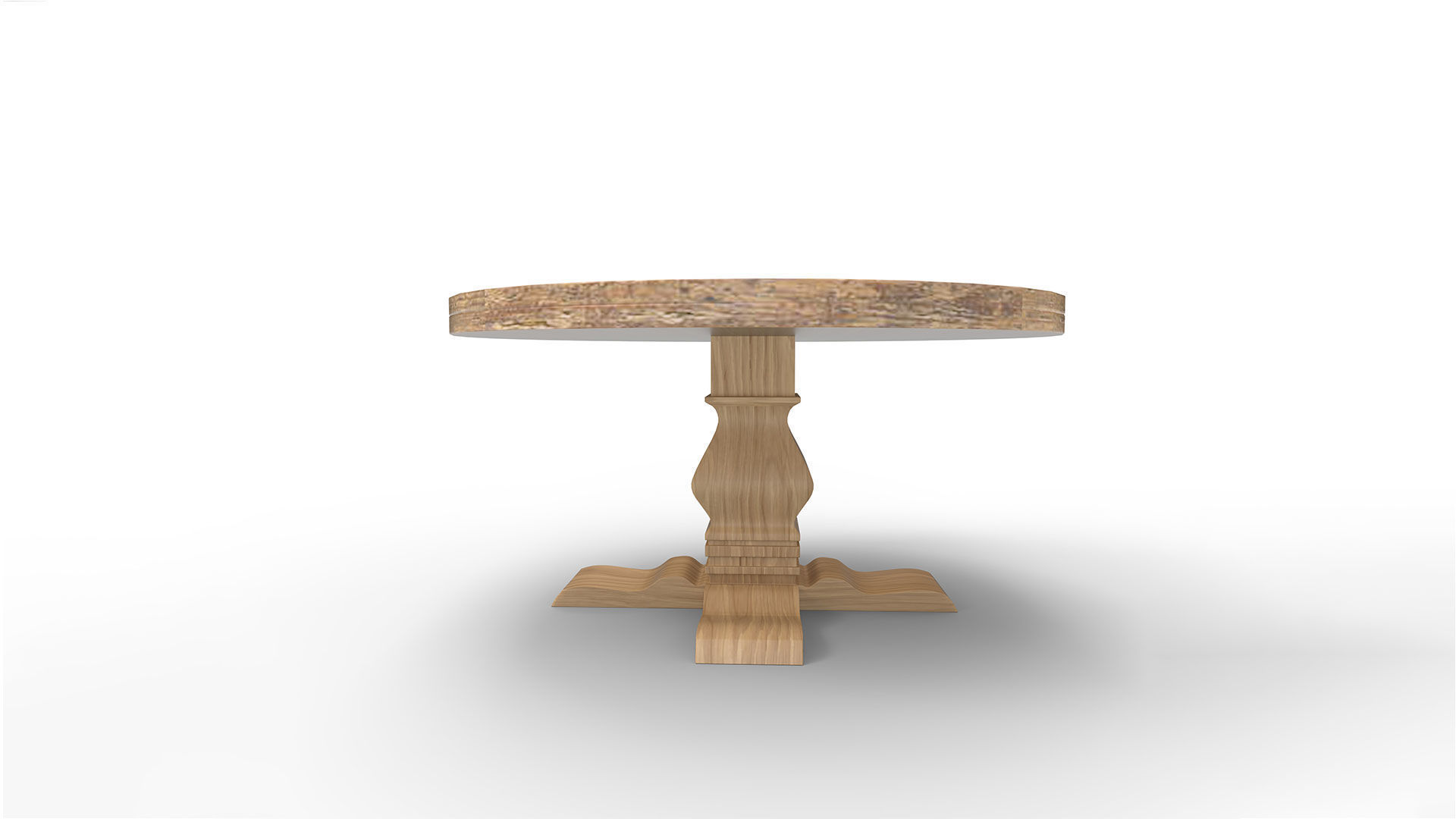 Candace Round Solid Wood Dining Table 3D model_3