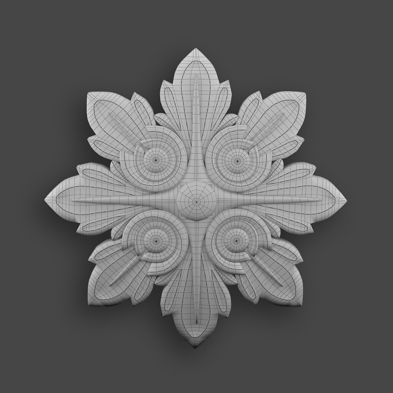 5 Flowers Ornamental Pack 8 3D model_22